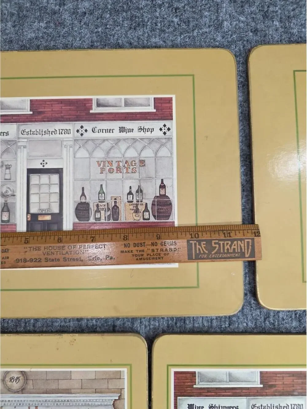 Clover Leaf Cork-backed table Mats (8) Storefronts Of Yesteryear By Fiona Butler